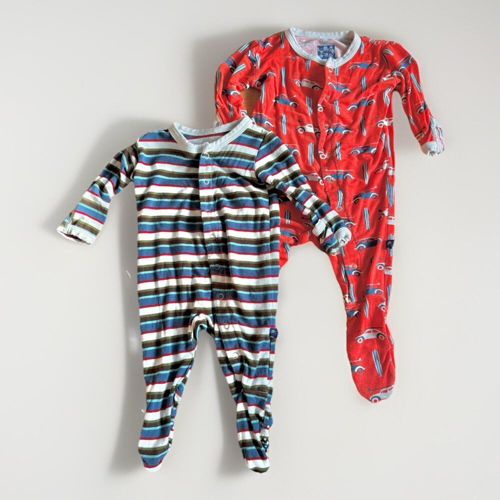 Kickee Pants Baby Footed Pajamas NB 0-3M Bamboo Sleepers 2pk Lot of 2